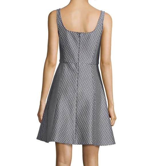 Theory Women's Trekana Circuit Knit Jacquard Silver Fit & Flare Mini Dress Sz 2 - Picture 3 of 14